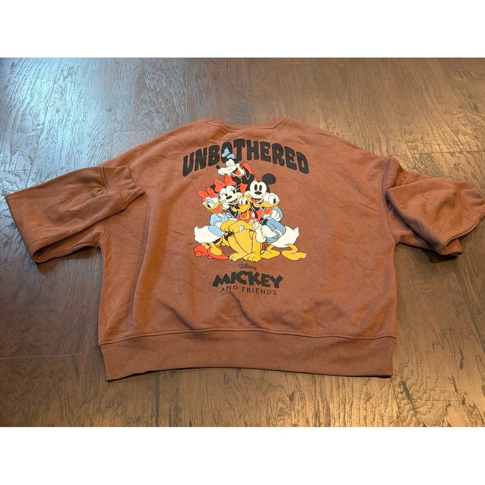 Disney Mickey Mouse And Friends Unbothered Sweatshirt Brown Graphic Pullover